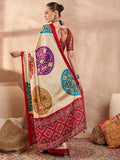 Semi Modal Red Printed Saree | EZB GF02 LUX 26006 - EZBER