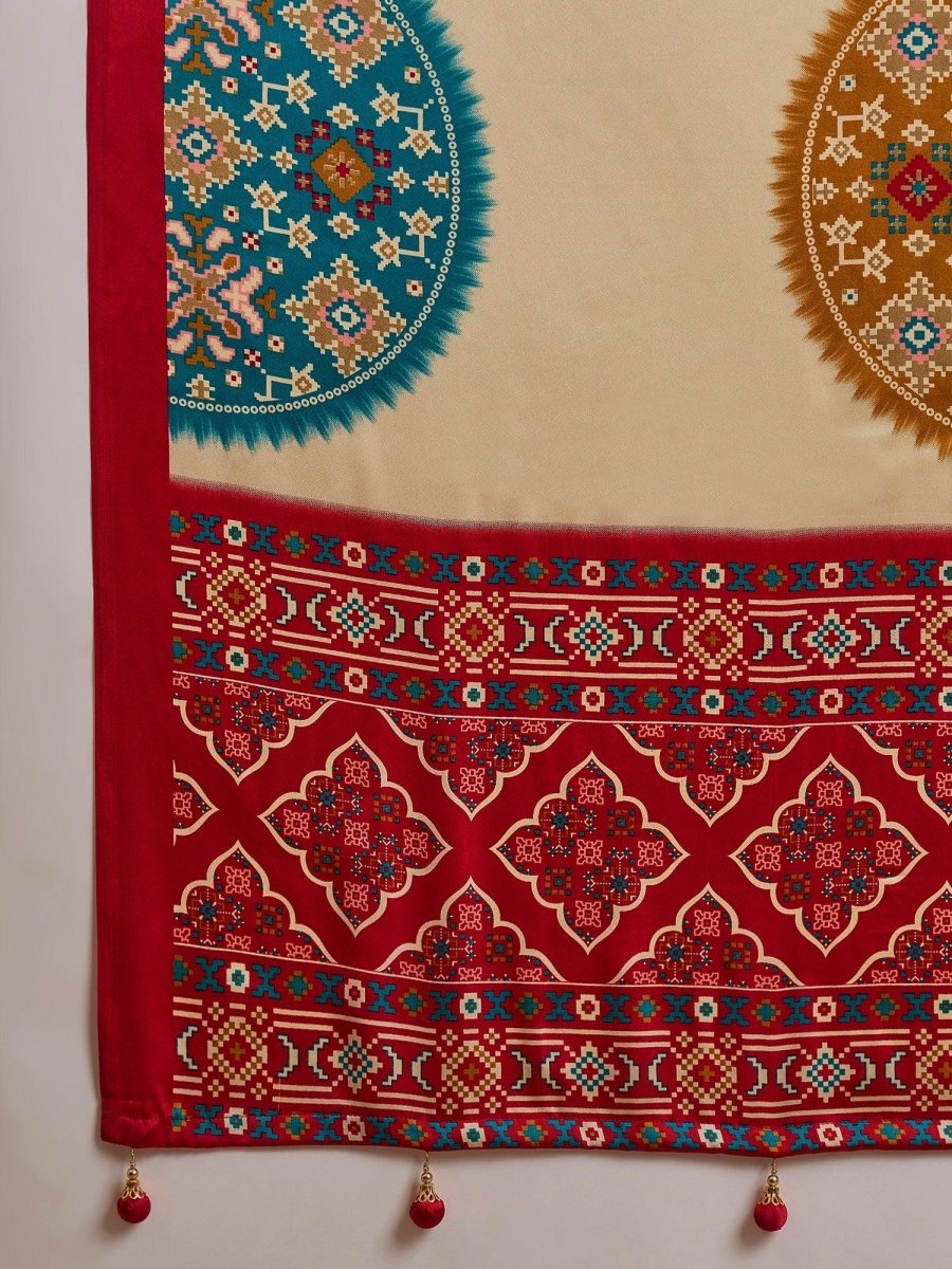 Semi Modal Red Printed Saree | EZB GF02 LUX 26006 - EZBER