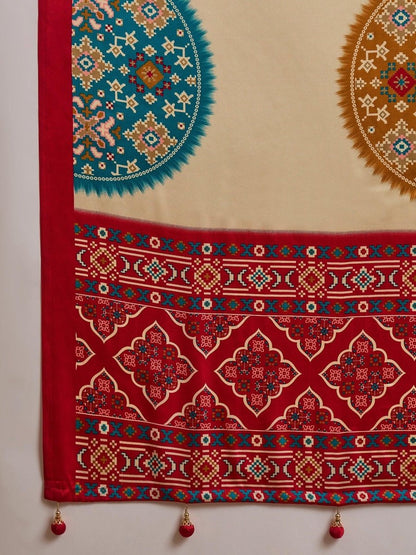 Semi Modal Red Printed Saree | EZB GF02 LUX 26006 - EZBER