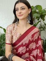 Semi Modal Red Printed Saree | EZB GF02 RAGA V3 53006