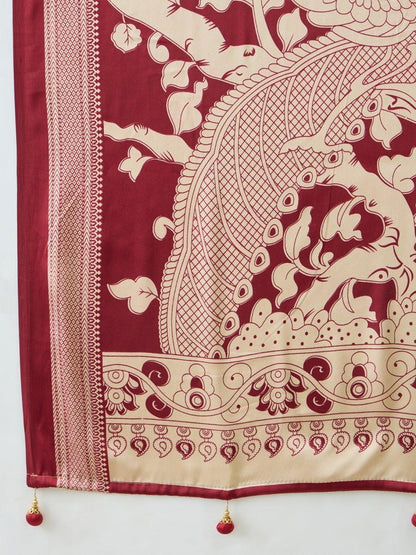 Semi Modal Red Printed Saree | EZB GF02 RAGA V3 53006 - EZBER