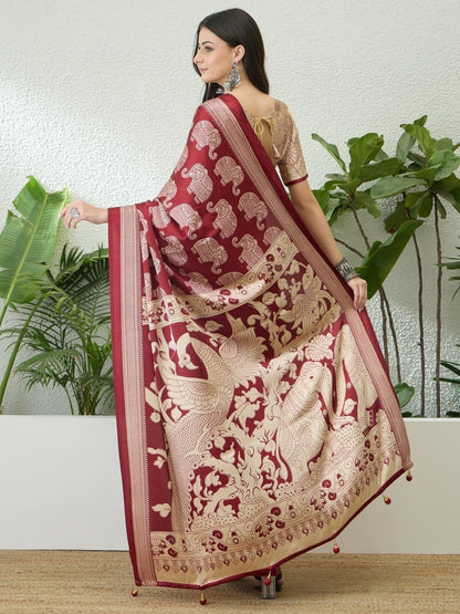 Semi Modal Red Printed Saree | EZB GF02 RAGA V3 53006 - EZBER