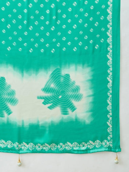 Semi Modal Teal Printed Saree | EZB GF02 LUX 27006 - EZBER