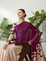 Semi Modal Wine Printed Saree | EZB GF02 RAGA VOL 1 51006