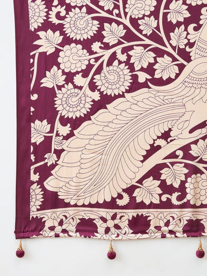 Semi Modal Wine Printed Saree | EZB GF02 RAGA VOL 1 51006 - EZBER
