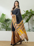 Semi Modal Yellow Printed Saree | EZB GF02 LUX 10006 - EZBER