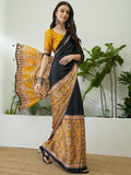 Semi Modal Yellow Printed Saree | EZB GF02 LUX 10006 - EZBER