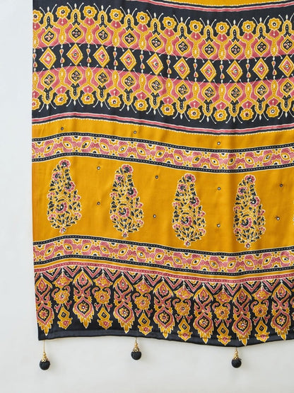 Semi Modal Yellow Printed Saree | EZB GF02 LUX 10006 - EZBER