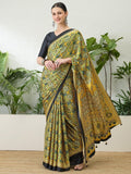 Semi Modal Yellow Printed Saree | EZB GF02 LUX 13001 - EZBER