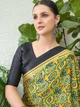 Semi Modal Yellow Printed Saree | EZB GF02 LUX 13001