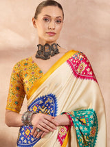 Semi Modal Yellow Printed Saree | EZB GF02 LUX 26001