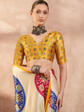 Semi Modal Yellow Printed Saree | EZB GF02 LUX 26001 - EZBER