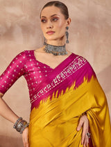 Semi Modal Yellow Printed Saree | EZB GF02 LUX 28002