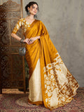 Semi Modal Yellow Printed Saree | EZB GF02 RAGA VOL 1 51003 - EZBER