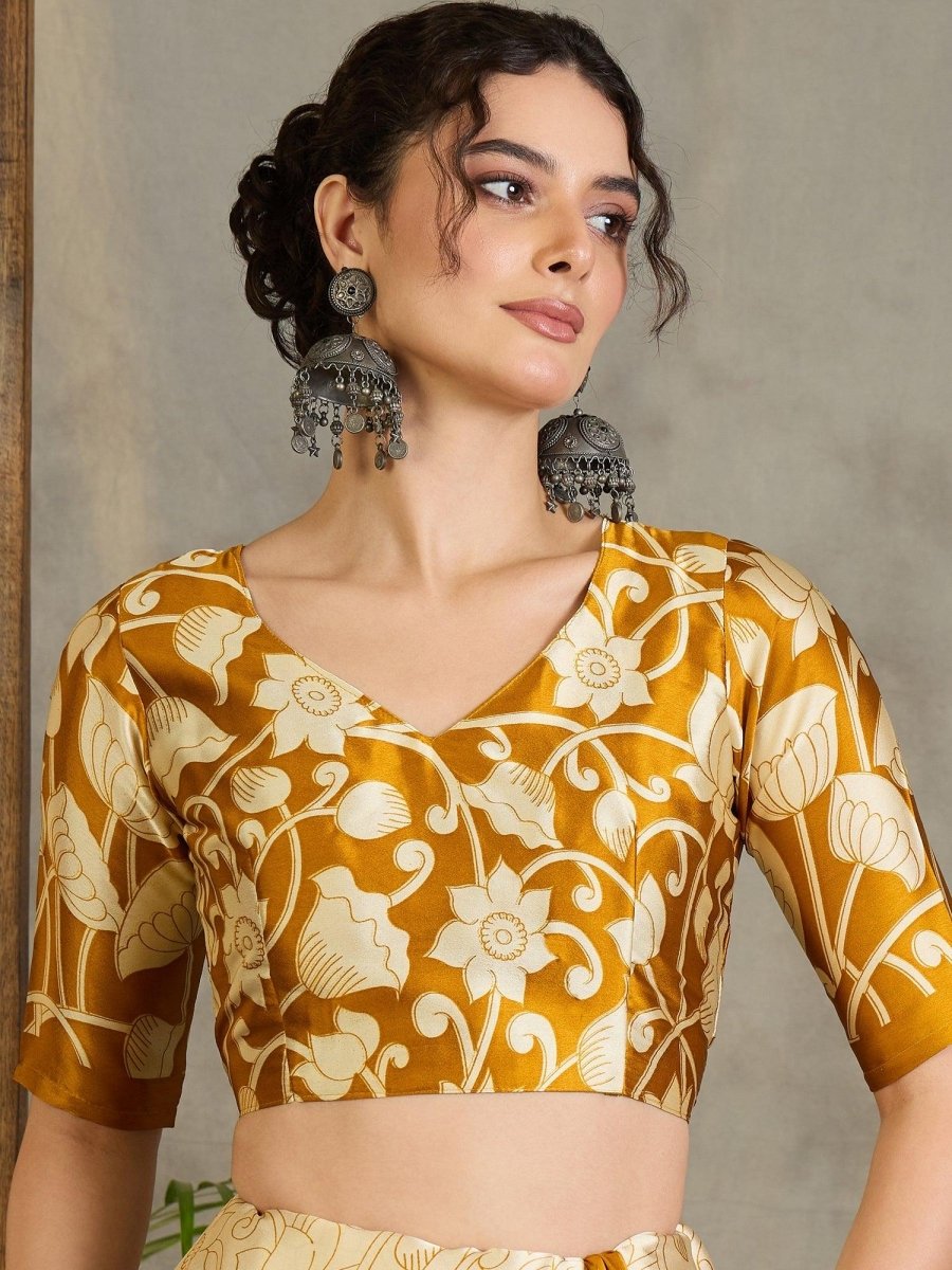 Semi Modal Yellow Printed Saree | EZB GF02 RAGA VOL 1 51003 - EZBER