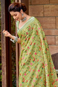 Sheen Green Linen Blend Saree - EZBER