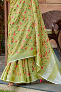 Sheen Green Linen Blend Saree - EZBER