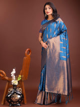 Sky Blue Banarasi Silk Brocade Saree | EZB SI04 ASPAL2005