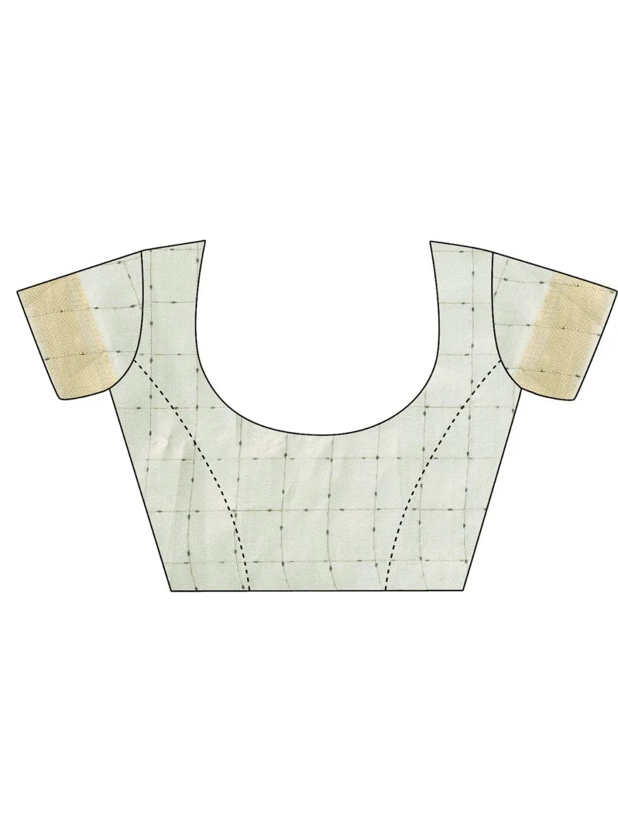 Sky Blue CASUAL CHECKS Organza Saree with Blouse Piece - EZBER