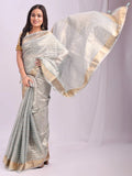 Sky Blue CHICAGO Organza Saree with Blouse Piece - EZBER