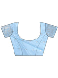 Sky Blue Cotton Saree With Blouse Piece - EZBER