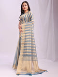 Sky Blue FOSHAN Organza Saree with Blouse Piece - EZBER