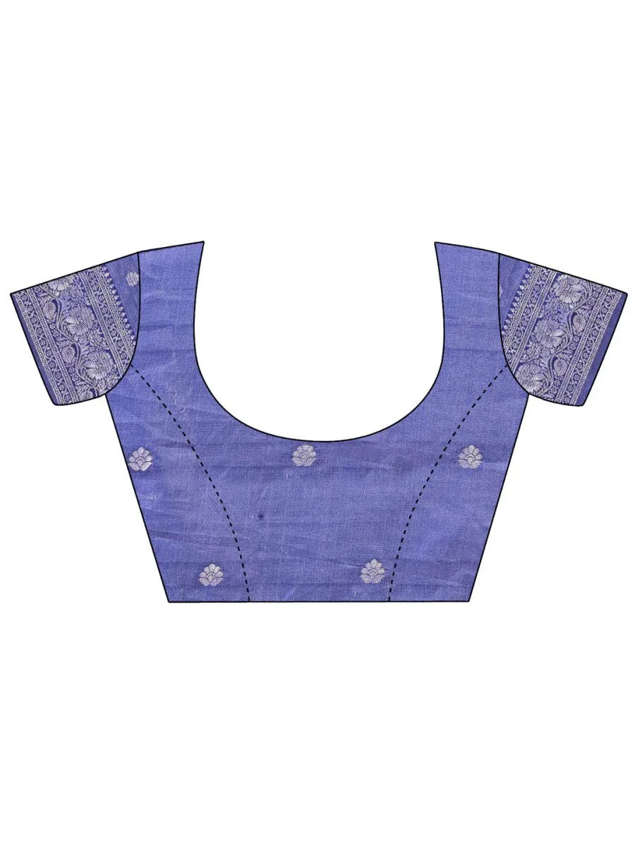 Sky Blue Lichi Silk Saree With Blouse Piece - EZBER