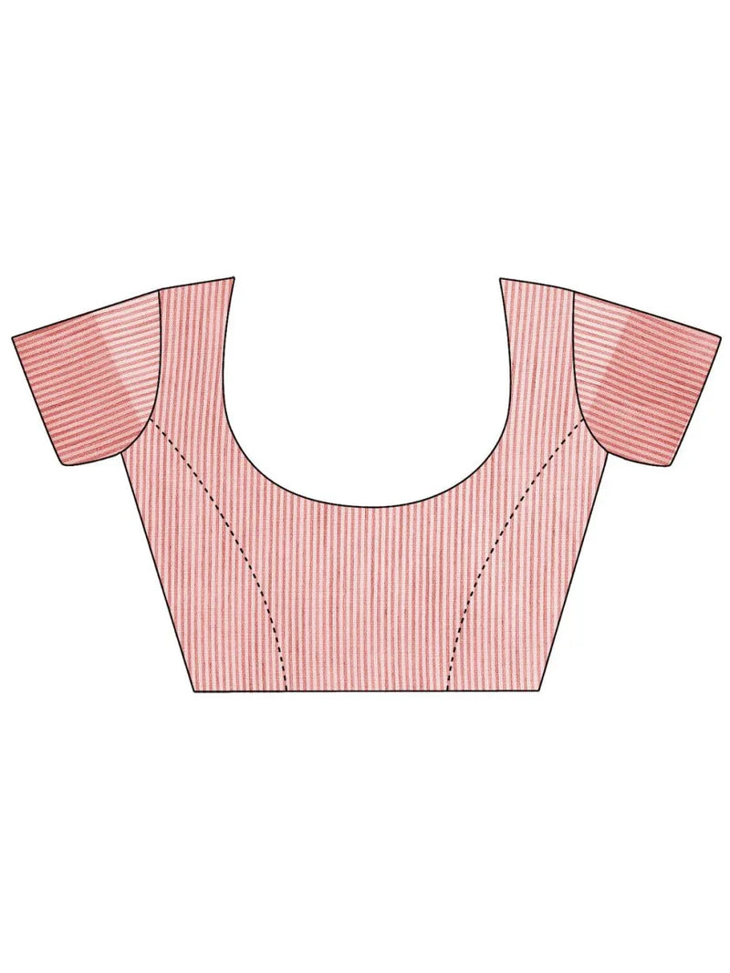 Sky Blue Linen Cotton Saree With Blouse Piece - EZBER