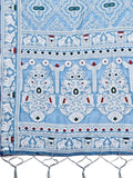 Sky Blue Linen Cotton Saree With Blouse Piece - EZBER