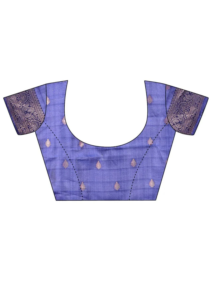 Sky Blue Linen Cotton Saree With Blouse Piece - EZBER