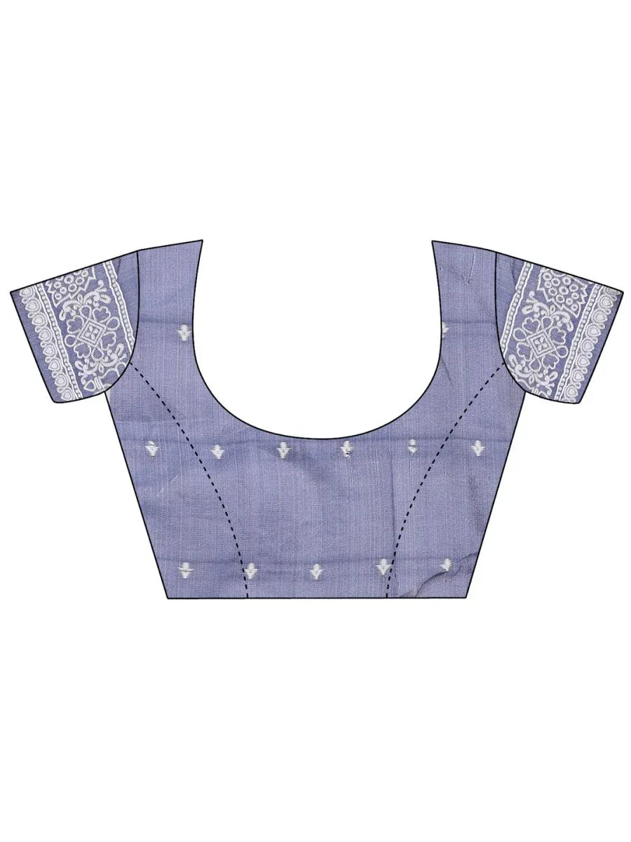 Sky Blue Linen Cotton Saree With Blouse Piece - EZBER