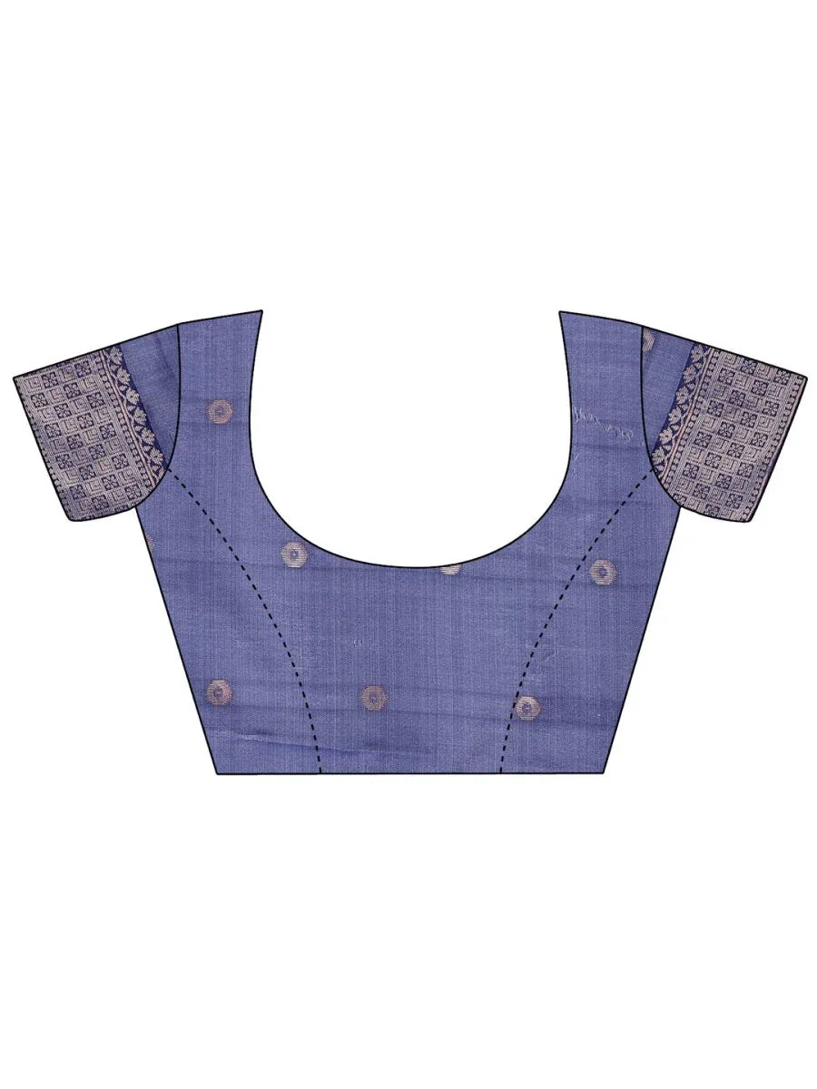 Sky Blue Linen Cotton Saree With Blouse Piece - EZBER