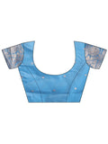 Sky Blue Linen Cotton Saree With Blouse Piece - EZBER
