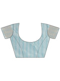 Sky Blue Organza Saree With Blouse Piece - EZBER