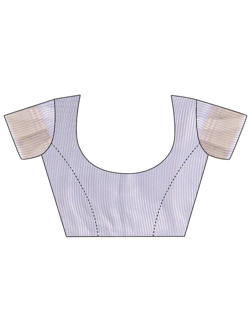 Sky Blue Organza Saree With Blouse Piece - EZBER