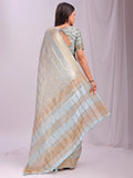 Sky Blue PORTO Organza Saree with Blouse Piece - EZBER
