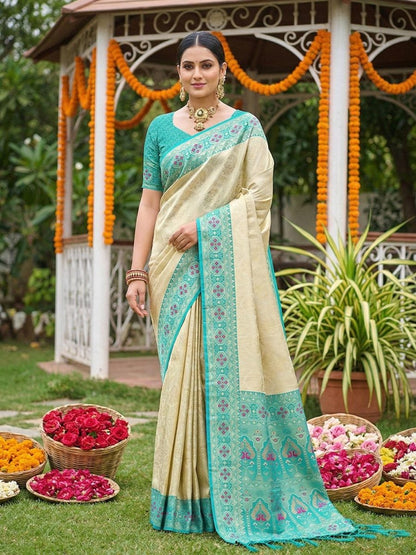 Sky Blue Silk Blend Handloom Saree | EZB SI04 SRKAN1004 - EZBER