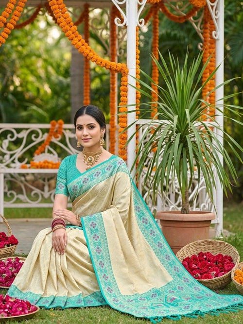 Sky Blue Silk Blend Handloom Saree | EZB SI04 SRKAN1004 - EZBER