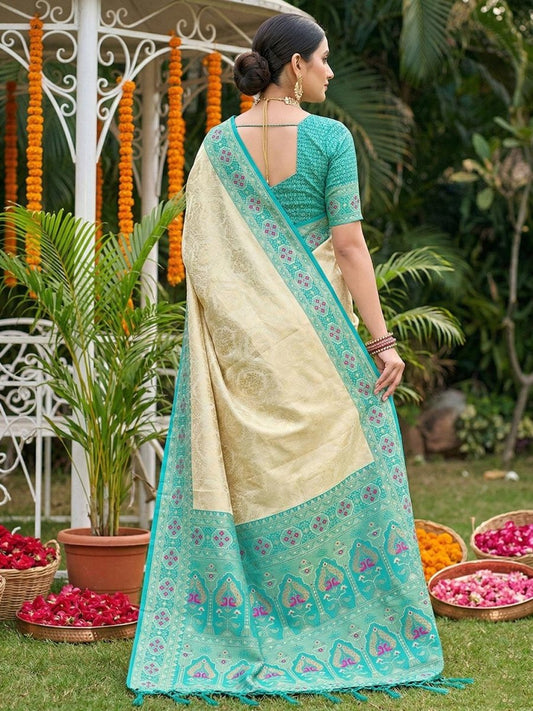 Sky Blue Silk Blend Handloom Saree | EZB SI04 SRKAN1004 - EZBER