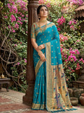 Sky Blue Silk Blend Handloom Saree | EZB SI04 SUPAR1005 - EZBER