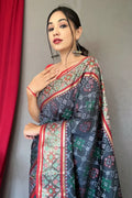 Slate Green Patola Saree - EZBER