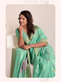 Soft Linen With Big Jaquard Pallu Handloom Saree - EZBER