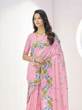 Soft Linen With Big Jaquard Pallu Handloom Saree - EZBER