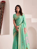 Soft Linen With Big Jaquard Pallu Handloom Saree - EZBER