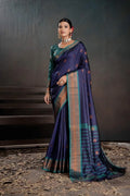Soft Silk Chitt Pallue With Contrast Blouse Weaving Saree - EZBER
