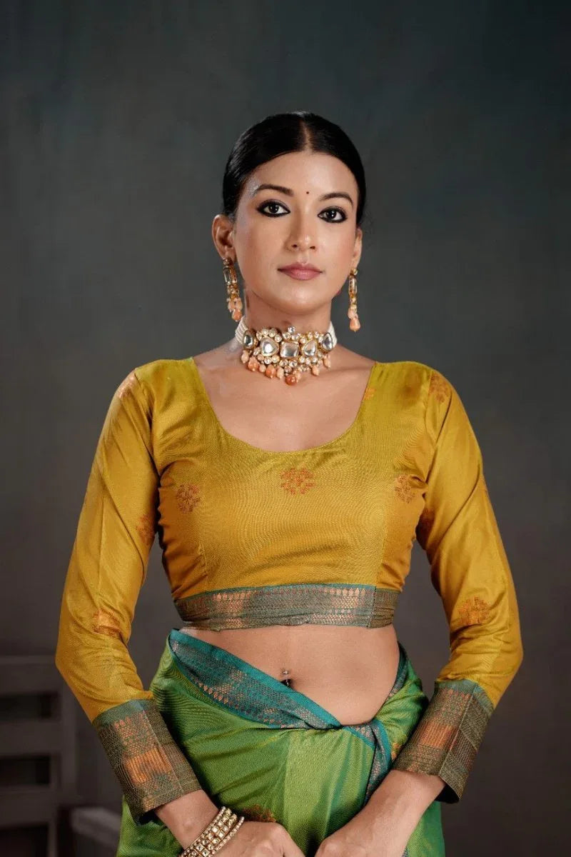 Soft Silk Chitt Pallue With Contrast Blouse Weaving Saree - EZBER