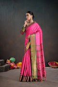 Soft Silk Chitt Pallue With Contrast Blouse Weaving Saree - EZBER