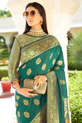 Spanish Green Banarasi Saree - EZBER