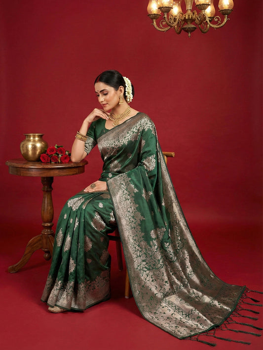 silk-blend-dark-green-brocade-saree-ezb-si04-srady1001
