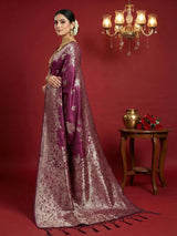 Purple Silk Blend Brocade Saree | EZB SI04 SRADY1002